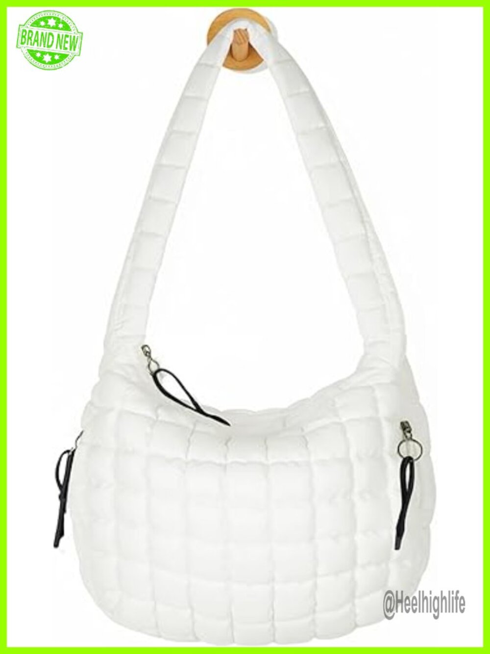 Large Quilted Puffer Tote Bag Lightweight Nylon Crossbody Hobo
